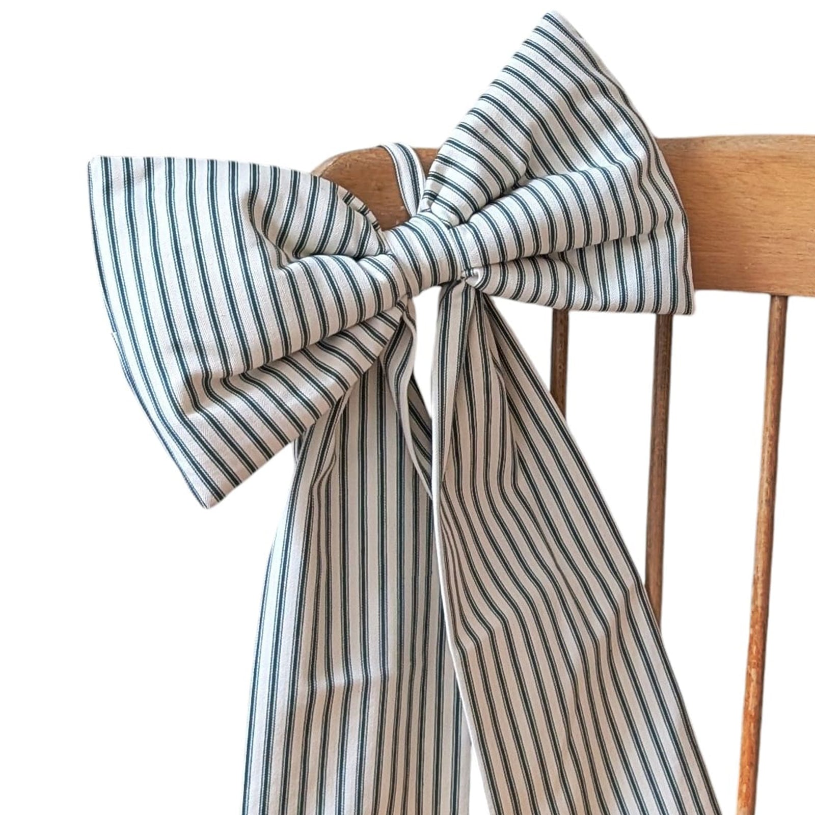 Green Ticking Stripe Bows