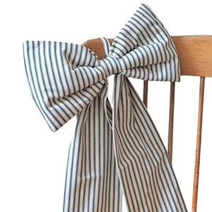 Green Ticking Stripe Bows