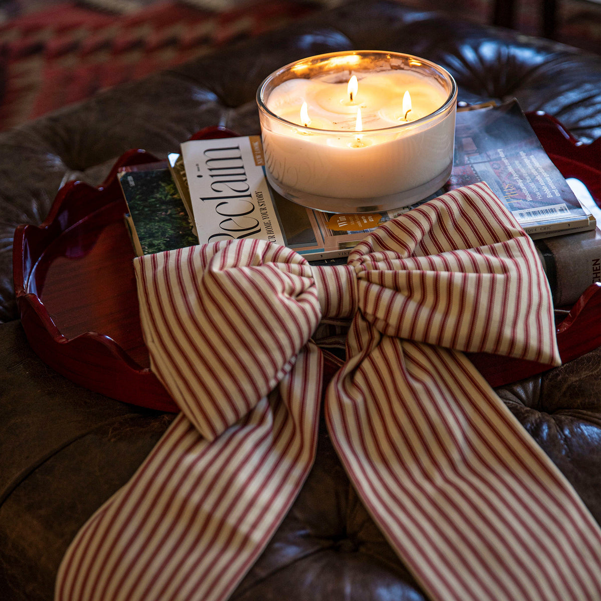 Green Ticking Stripe Bows