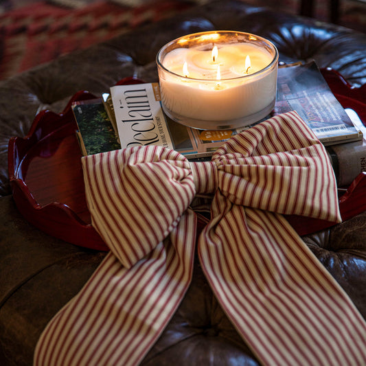 Green Ticking Stripe Bows