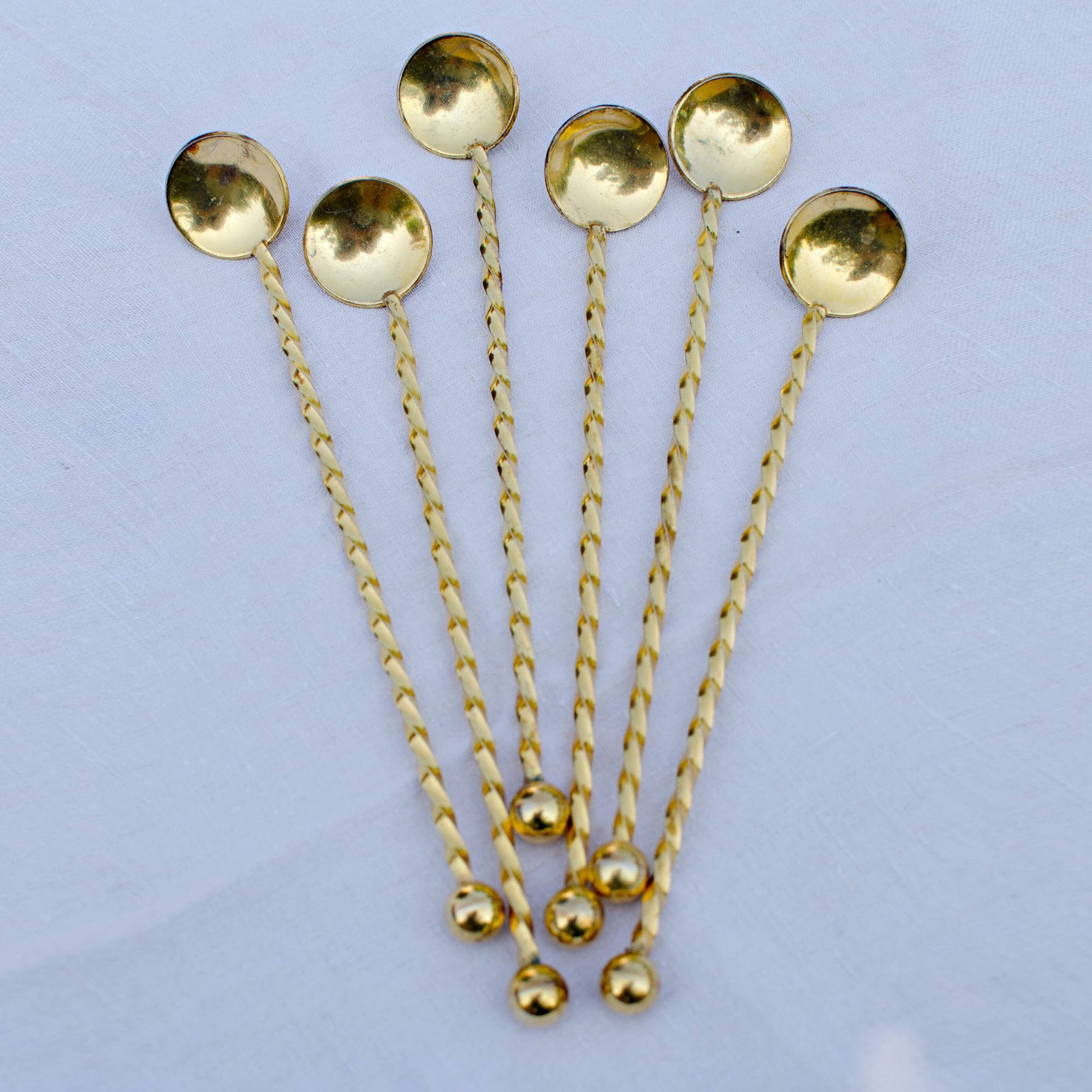 1920s Gold Plated Cocktail Twizzle Spoons