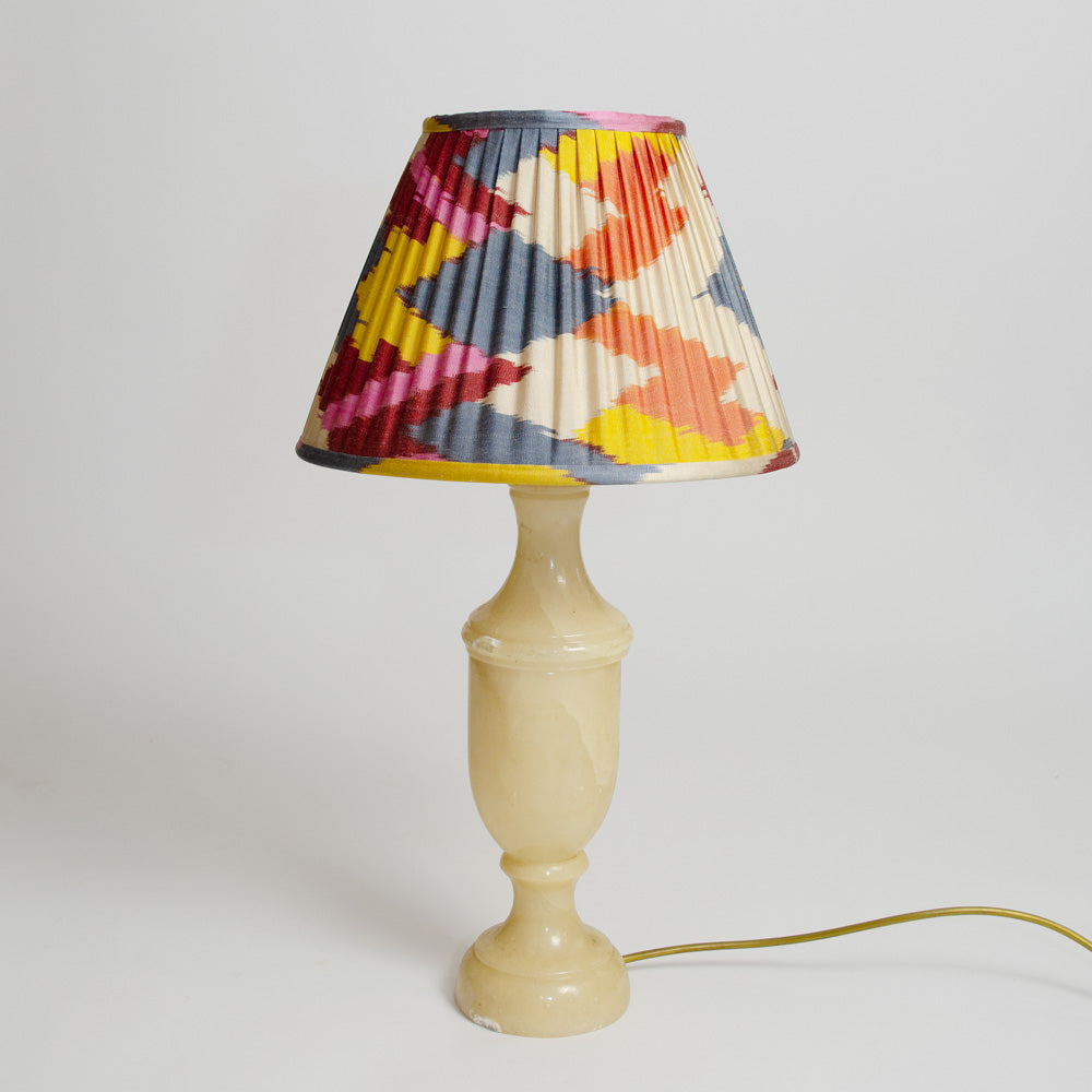 Marble Table Lamp and Handmade Silk Pleated Lamp Shade