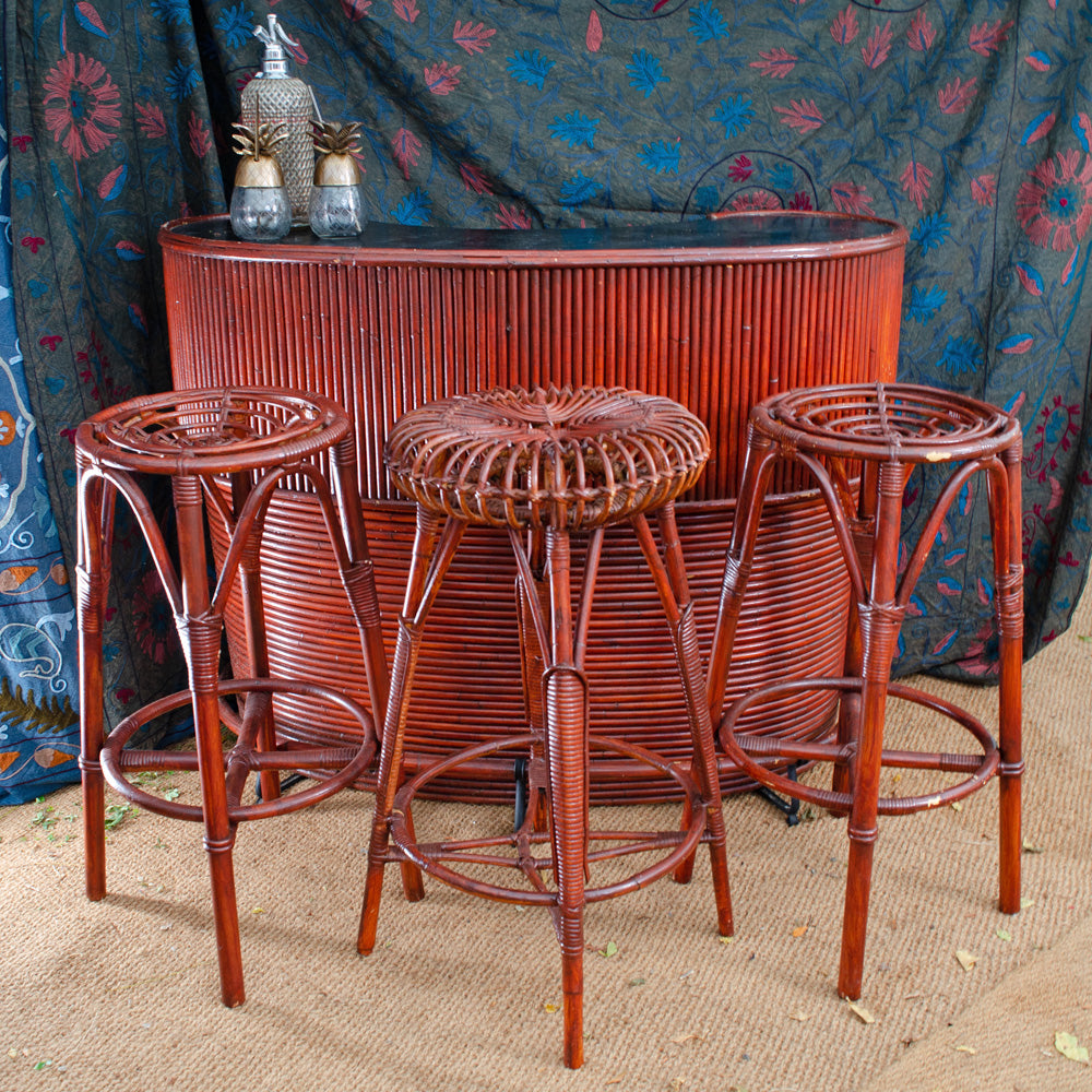 Mid Century Bamboo Tiki Cocktail Bar