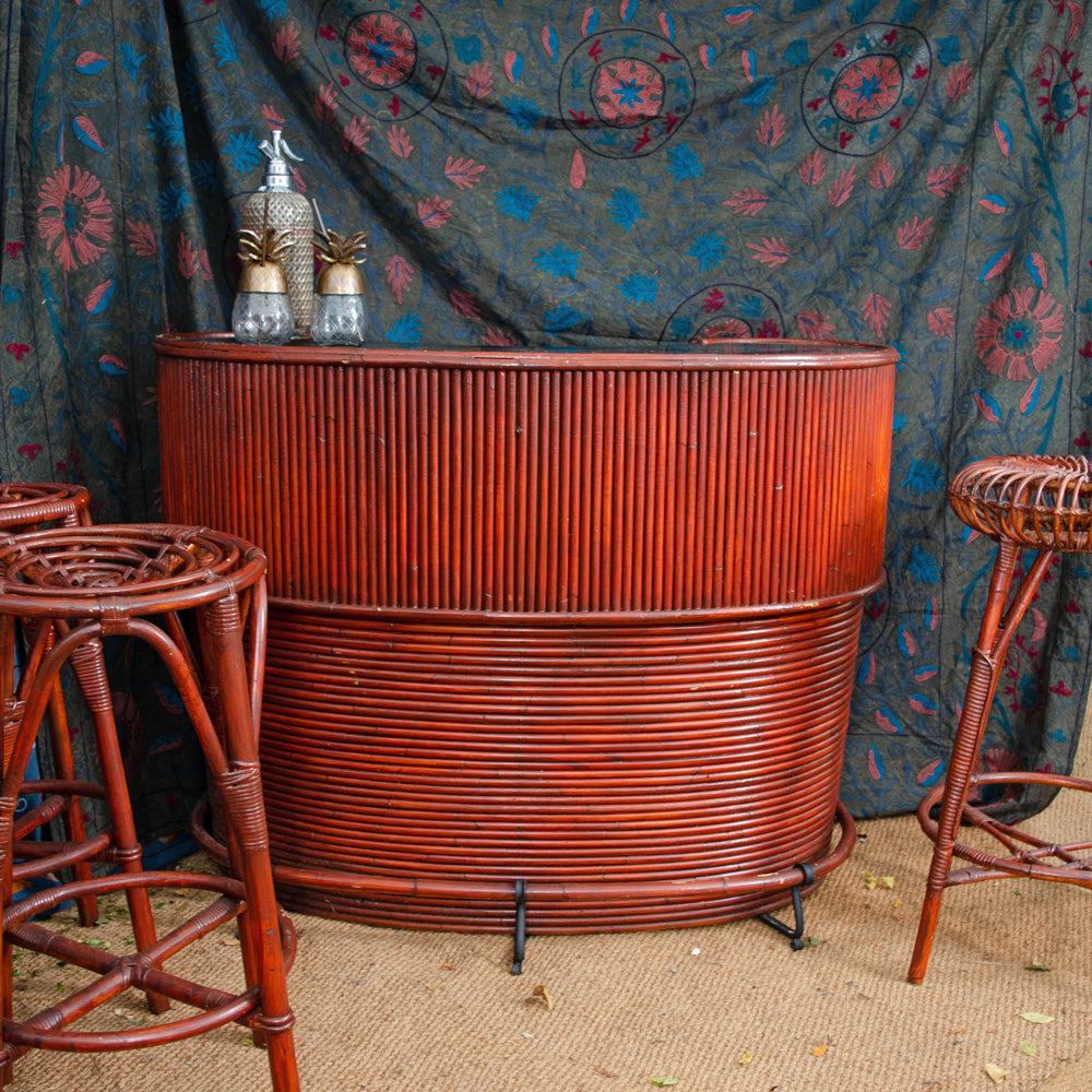 Mid Century Bamboo Tiki Cocktail Bar