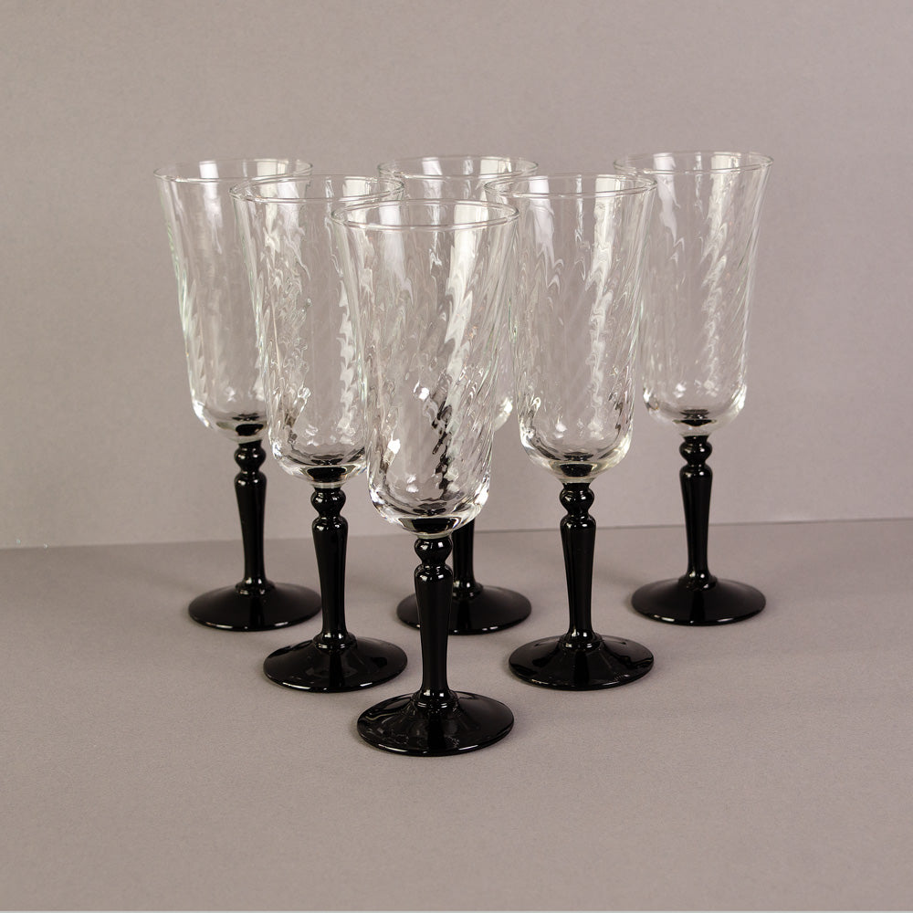 Set of  Five French Champagne Long Stemmed Flutes