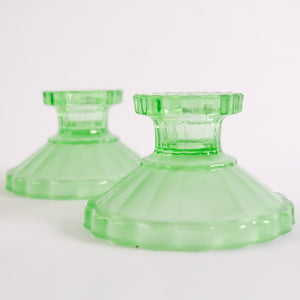 Pretty French Pea Green Candle Stick Holders