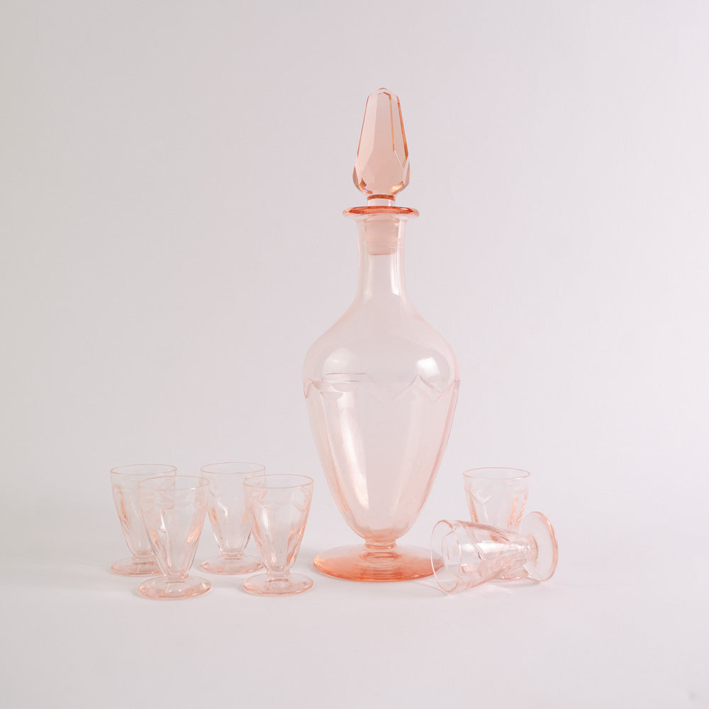 Pink Mini Shot Glasses and Decanter Set