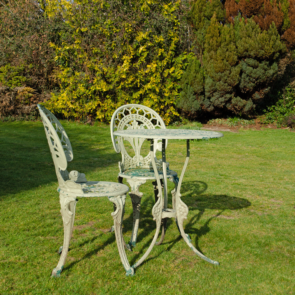 Vintage Mint Green Garden Table and Chair Set