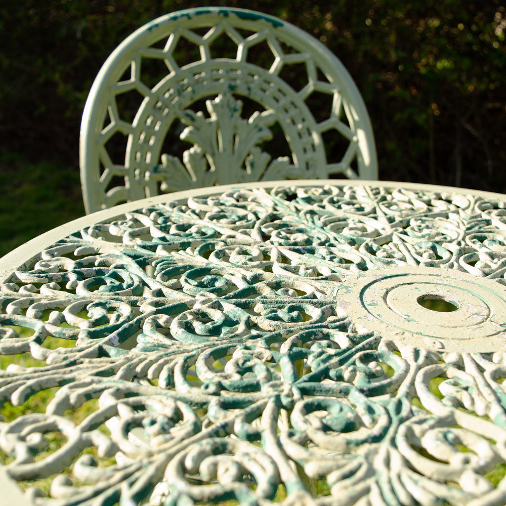Vintage Mint Green Garden Table and Chair Set