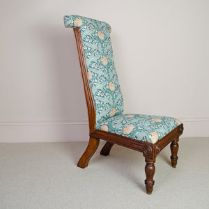 Reupholstered Victotian Prayer Chair