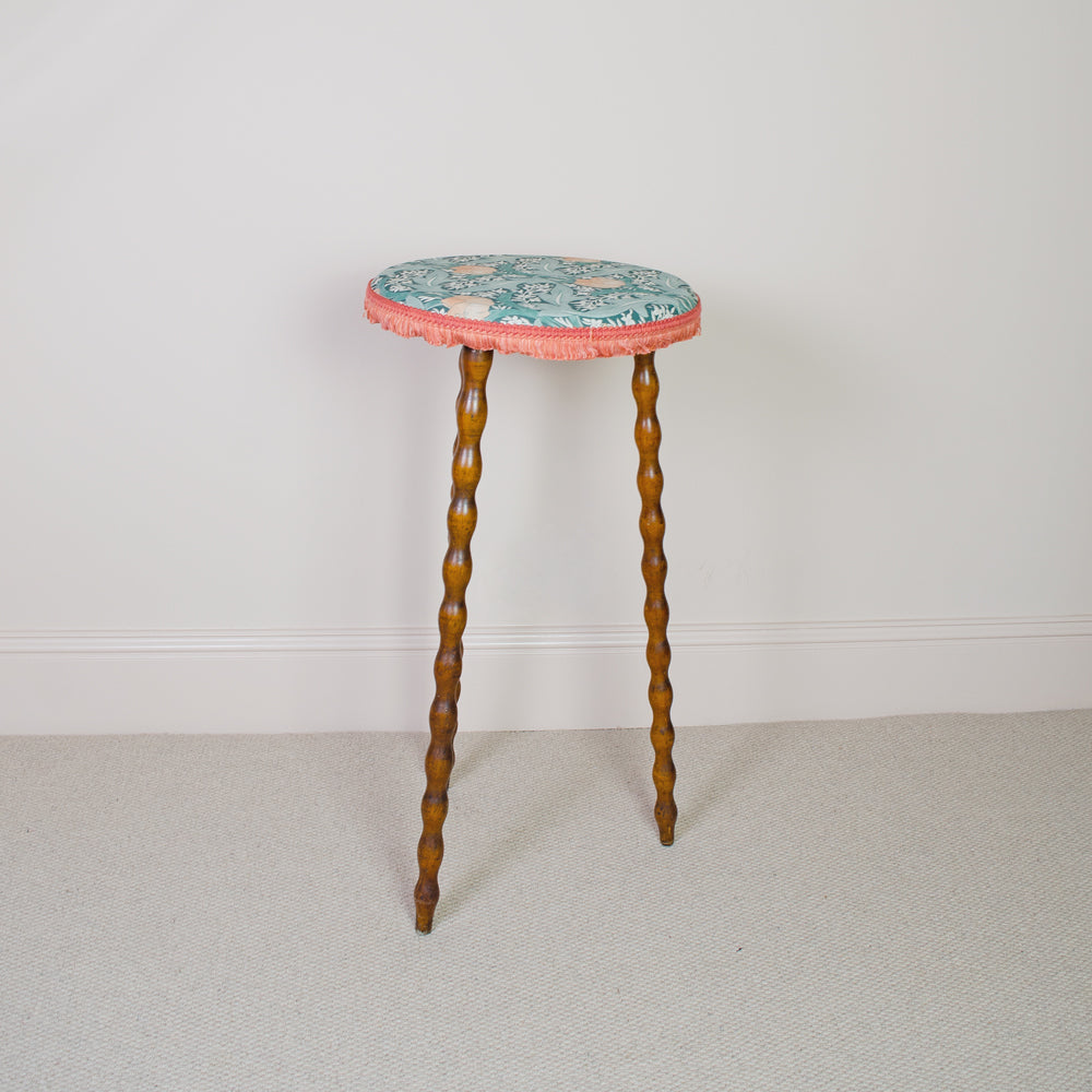 Beautiful Upholstered French Bobbin Stool