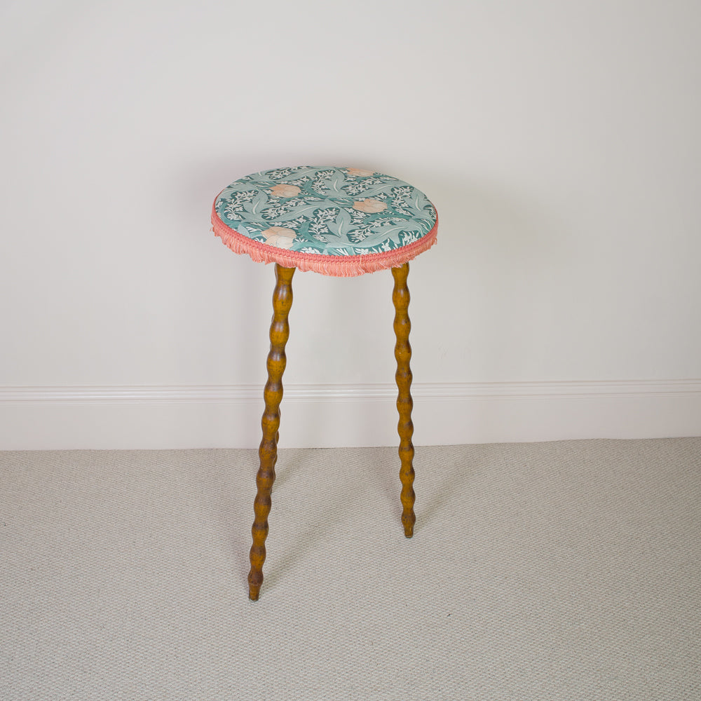 Beautiful Upholstered French Bobbin Stool