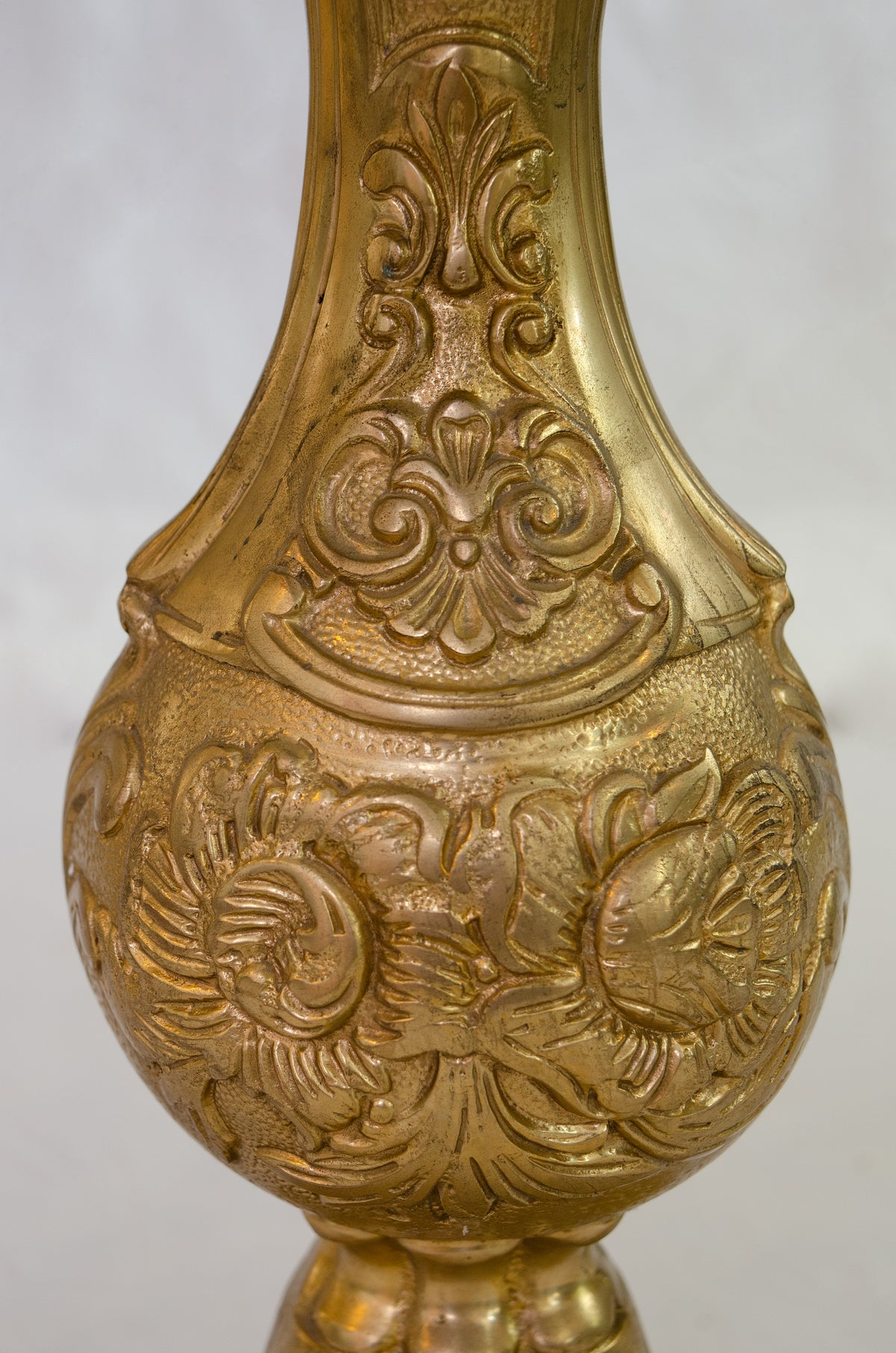 Pair of Italian Vintage Brass Lamps with Silk Pleated Lampshades